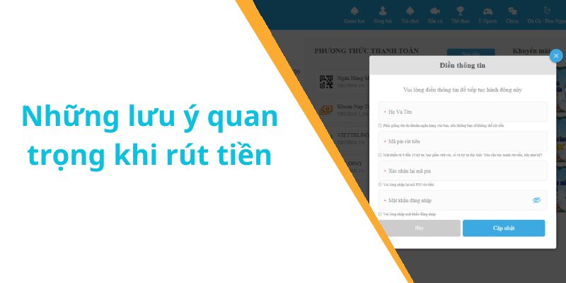 Những lưu ý quan trọng khi rút tiền