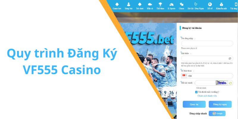 Quy trình Đăng Ký VF555 Casino